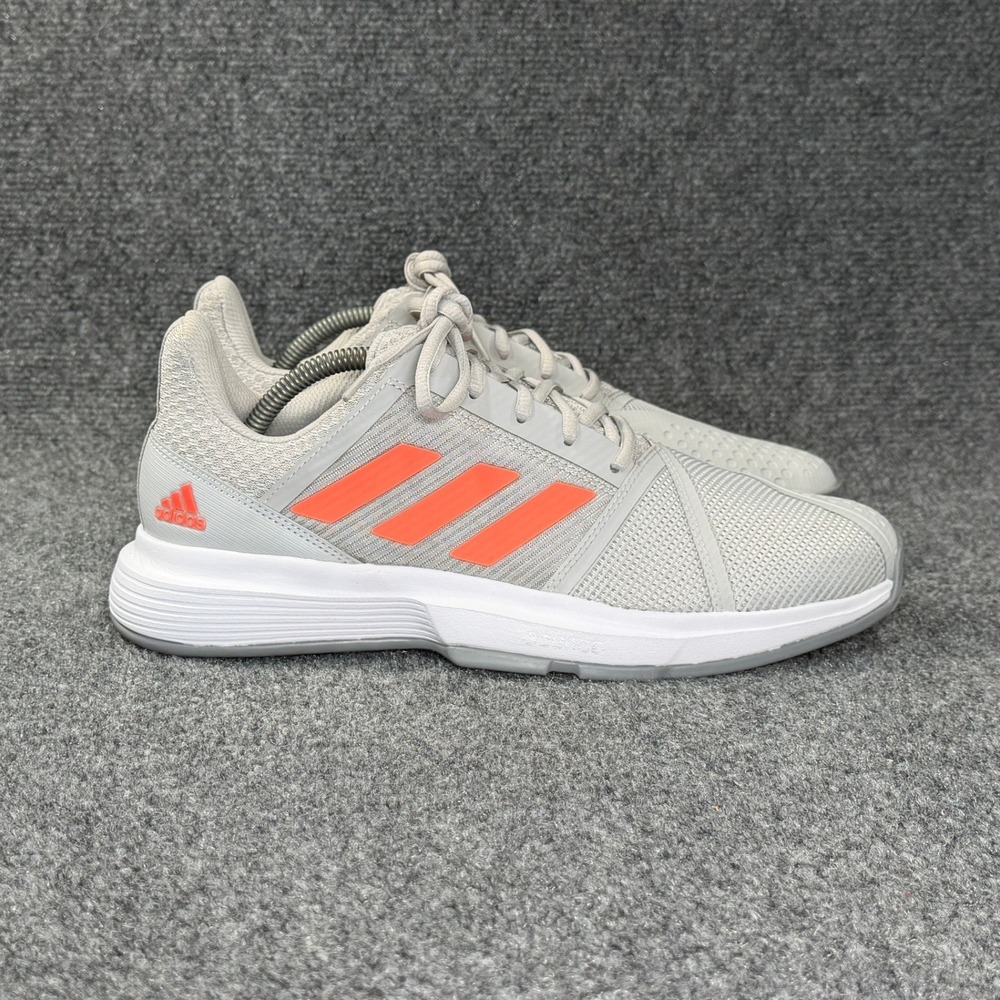 Adidas Courtjam Bounce Tennis Shoes Men's 10 Grey Signal Coral Athletic Sneakers